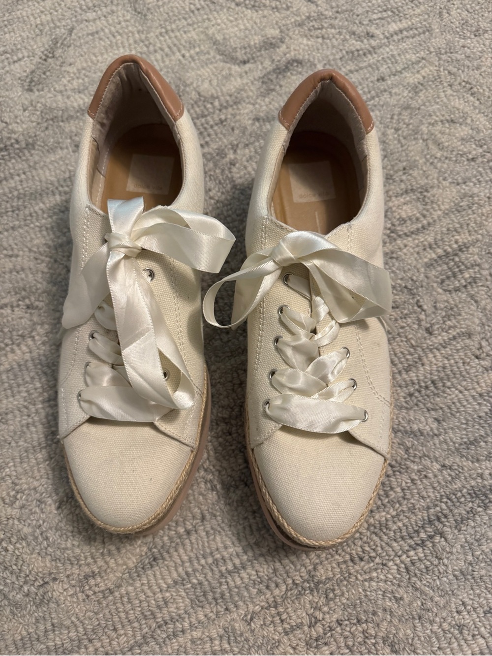 Dolce Vita Canvas Lace -Up Sneakers with Satin Ribbon. Size 10